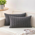 Pack of 2 Corduroy Decorative Throw Pillow Covers 12x20 Inch Soft Striped by Unknown