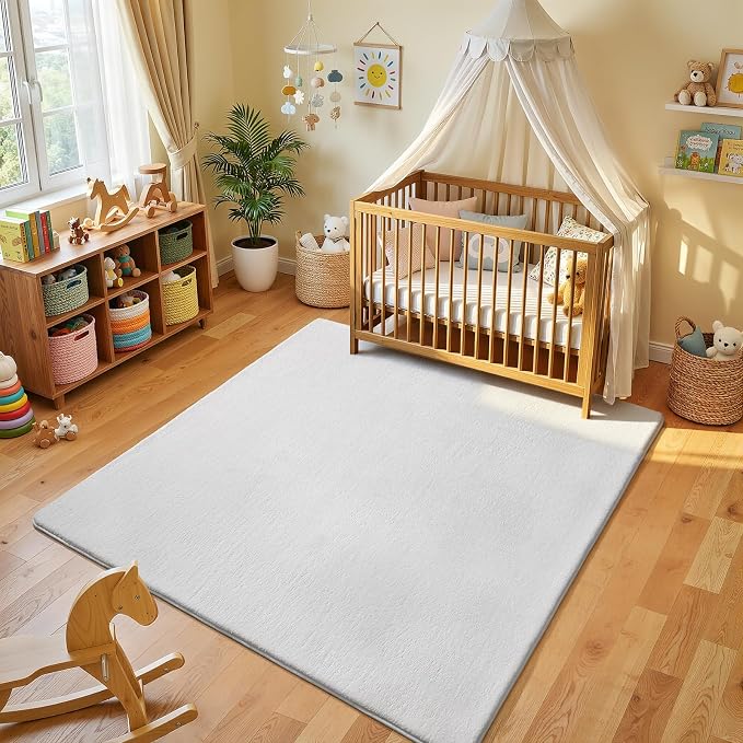 Amearea 4x4 Square Area Rugs for Bedroom Living Room, Modern White Thickened - Image 2