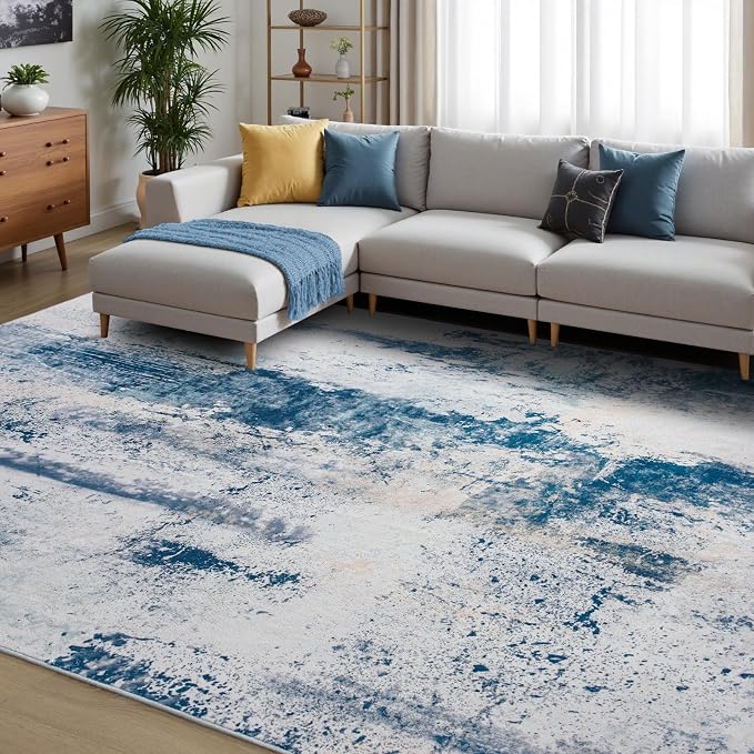 Toneed Abstract Area Rug 6x9 Modern Washable Rug Soft Non Slip Rug Low Pile by Toneed