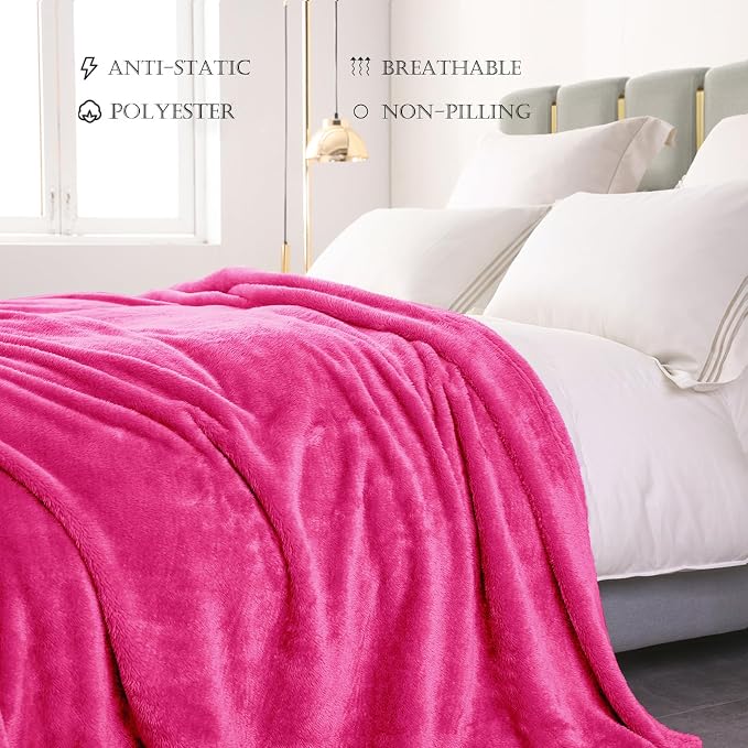 Exclusivo Mezcla Plush Fuzzy Fleece Bed Blanket Queen Size, Super Soft - Image 4