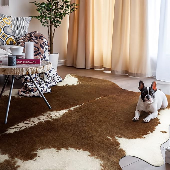 AROGAN Premium Faux Cowhide Rug 6.2 x 5.2 Feet, Sturdy and Large Size Cow Print - Image 2