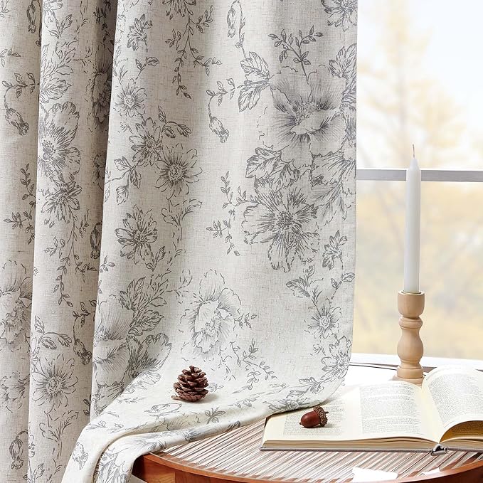 jinchan Blackout Floral Curtains - Image 3