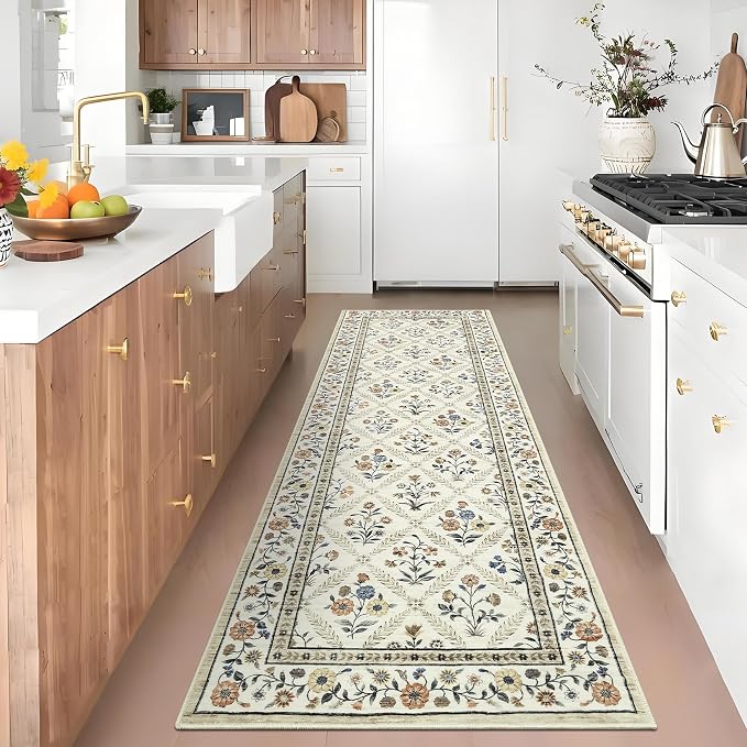 Washable Kitchen Rugs Non Slip 2x6 Hallway Runner Rug Stain Resistant Low Pile - Image 2