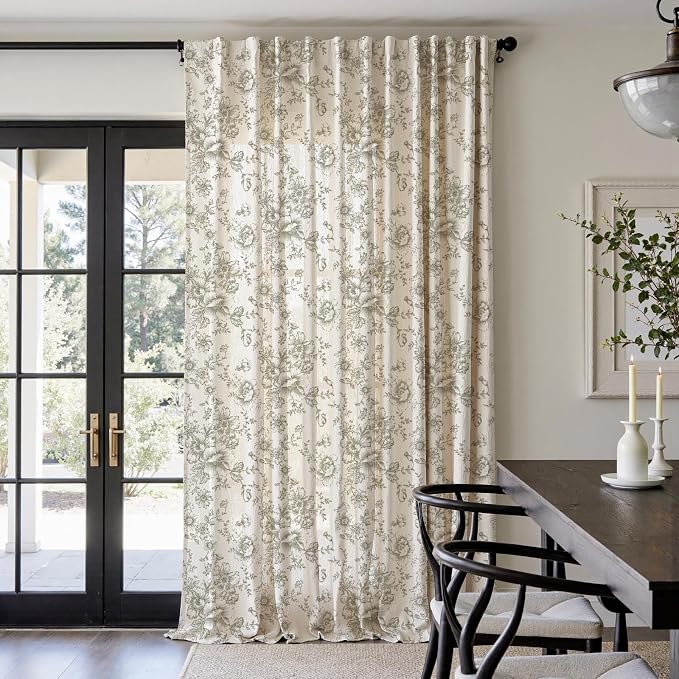 jinchan Linen Floral Curtains 100 Inch Extra Wide - Image 2