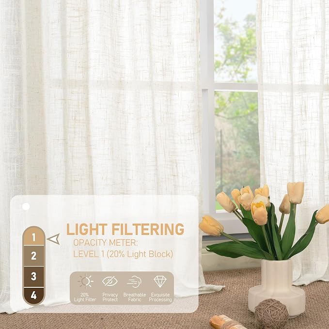 LAMIT 54 Inch Length Linen Curtains - Image 5