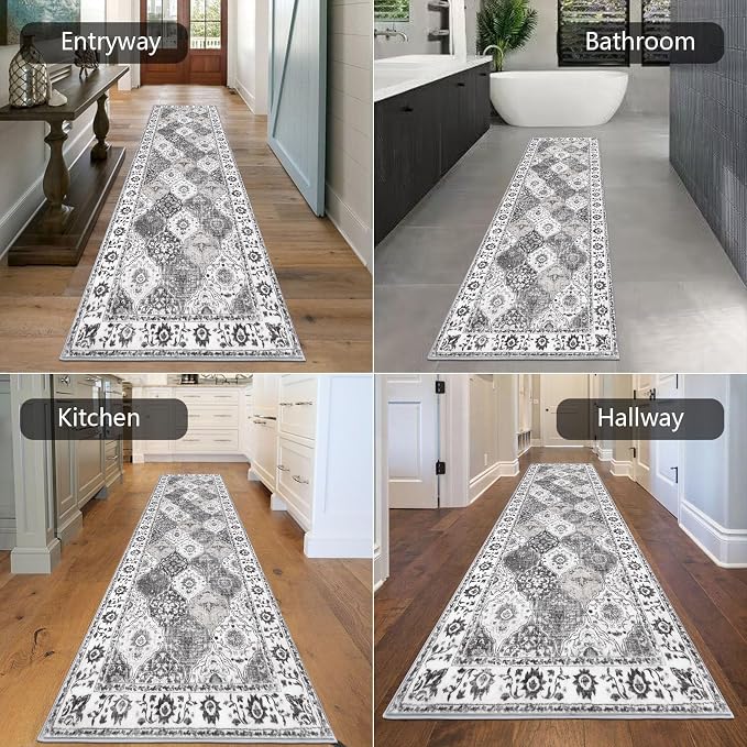 HEBE Hallway Runner Rug 2'8''x8' Washable Vintage Distressed Area Rugs Non Slip - Image 4