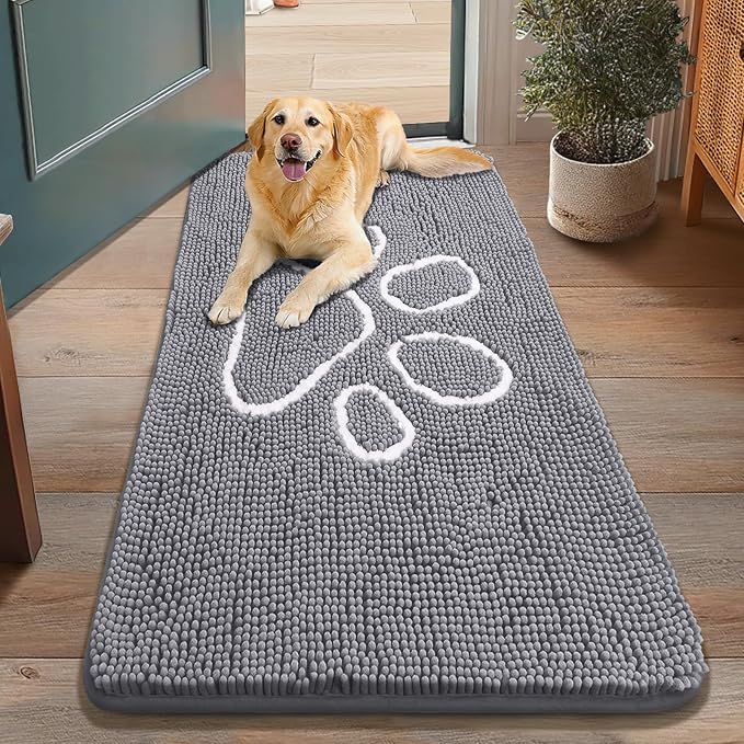 Smiry Dog Door Mat for Muddy Paws, Absorbent Dirt Trapper Non Slip Quick Dry by Smiry
