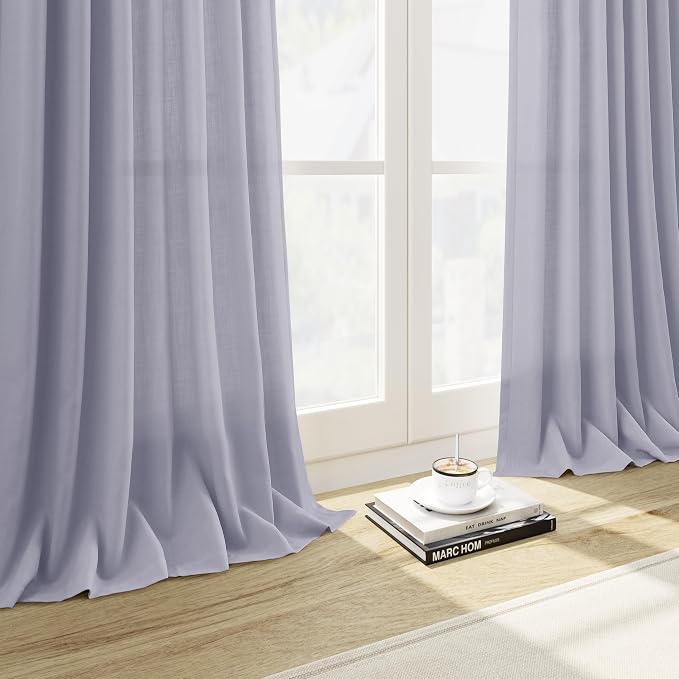 Nanspring Lavender Purple Linen Curtains 90 Inches Long - Image 5