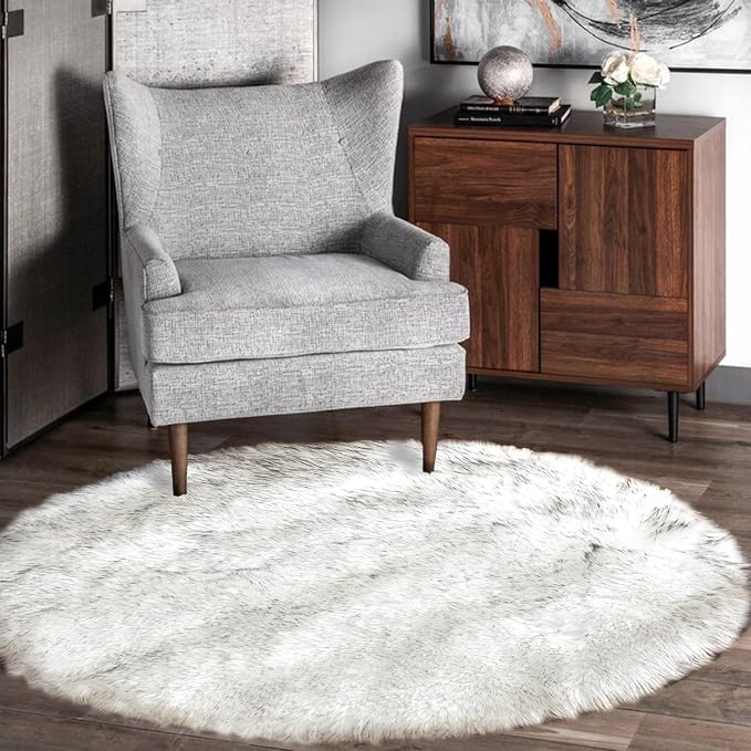 Latepis Circle Rugs 6.7ft for Living Room White - Image 7