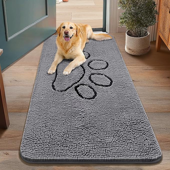 Smiry Dog Door Mat for Muddy Paws, Absorbent Dirt Trapper Non Slip Quick Dry by Smiry