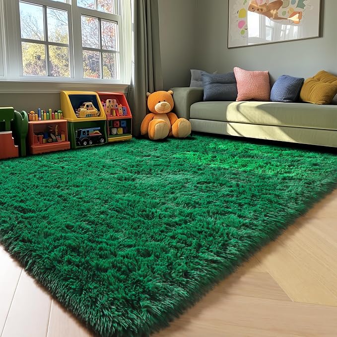 ONASAR Dark Green Area Rugs for Bedroom Living Room, 4x6 Fluffy Soft Plush - Image 7