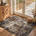 Entryway Rug 3x5 Brown Bedroom Area Rug Washable Non Slip Abstract Coffee Boho by OmpaaHomeDecor