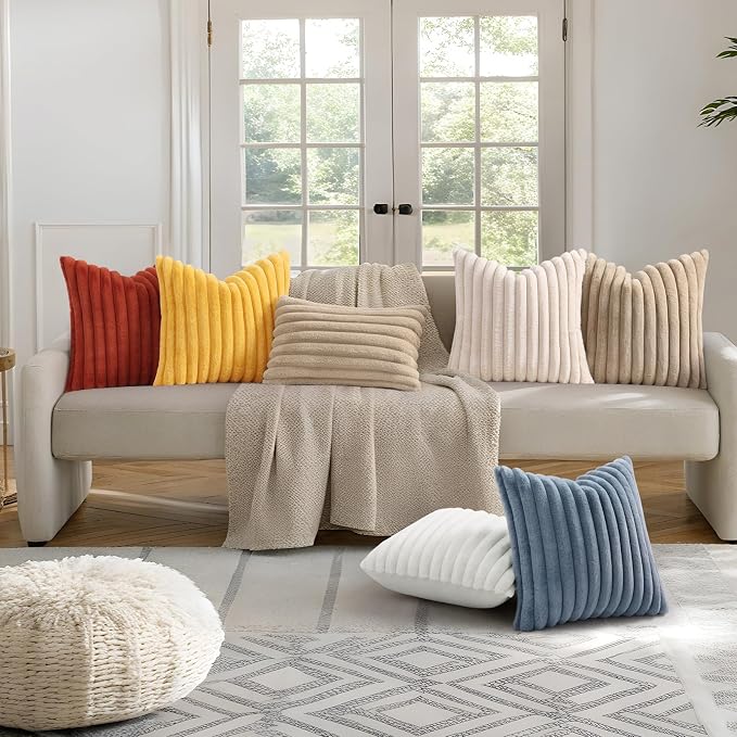 decorUhome Cozy Faux Fur Throw Pillow Covers 18x18 Set of 2 Decorative Soft - Image 8