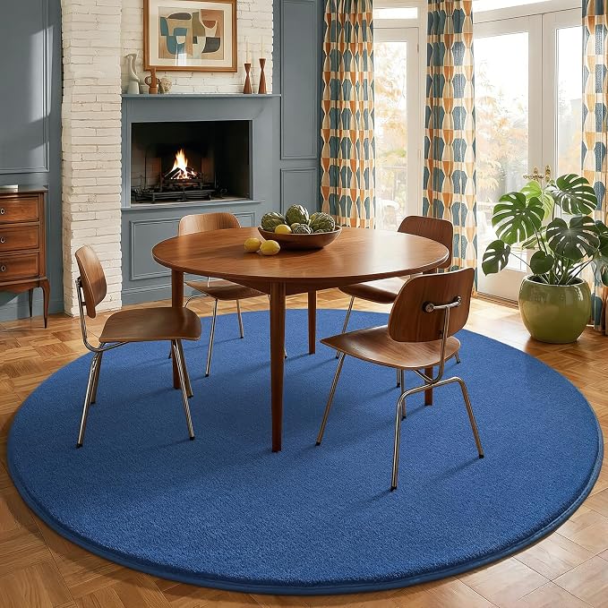 Amearea Blue Round Area Rugs 5ft Washable Circle Rugs - Image 9