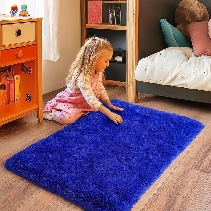 Small Rugs for Bedroom, Fluffy 2x3 Rug Throw Non Slip for Bedside Dorm Kids Room - Image 3