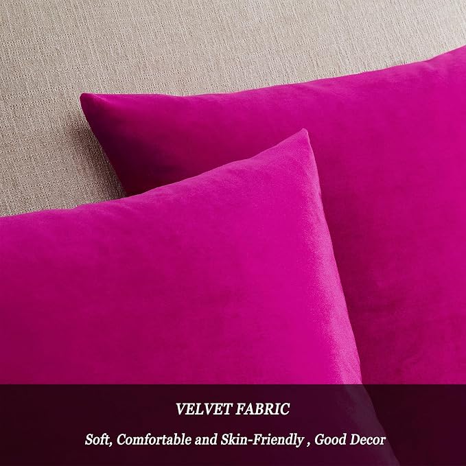 GIGIZAZA 18x18 Pillow Covers Set of 2 Velvet Throw Pillows Decorative Hot Pink - Image 8