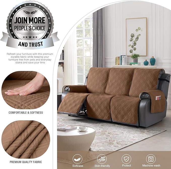 TAOCOCO 100% Waterproof Recliner Sofa Covers 3 Seater Split Couch Covers - Image 2