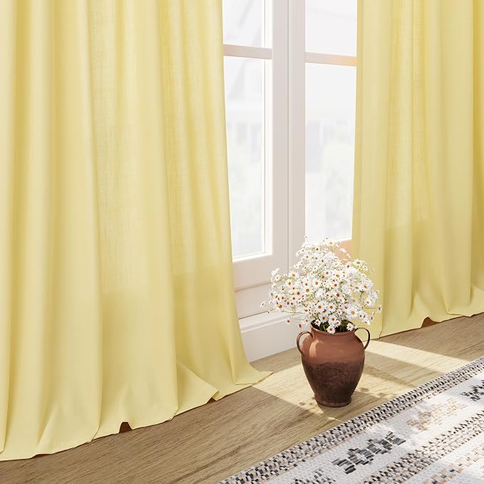 Nanspring Yellow Linen Boho Curtains - Image 6