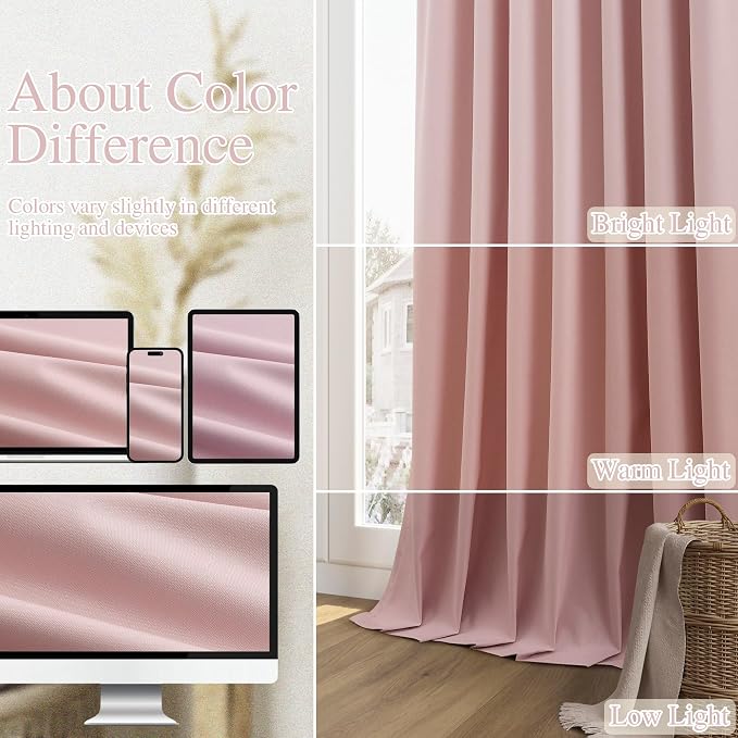 Guken 100% Blackout Linen Curtains 96 Inch 2 Panels Set - Image 7