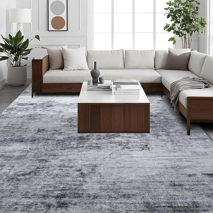 Toneed Abstract Area Rug 7x10 Modern Washable Rug Soft Non Slip Rug Low Pile by Toneed