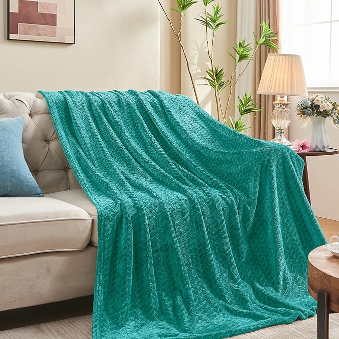 inhand Teal Fleece Twin Blanket, Super Soft Flannel Cozy Blankets by inhand