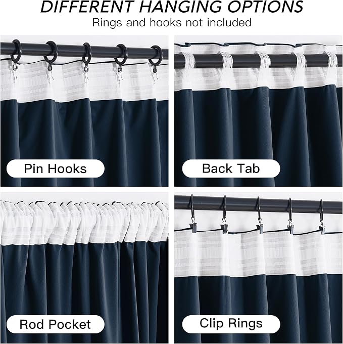 RYB HOME Navy Blue Velvet Curtains 72 inches - Image 4