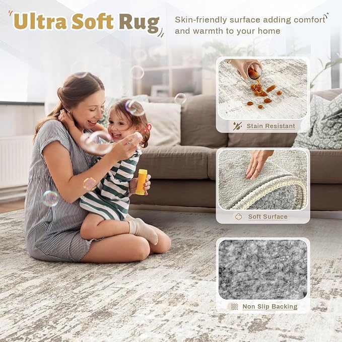 XLUEZ 5x7 Area Rugs for Living Room, Washable Modern Abstract Large Area Rug - Image 4