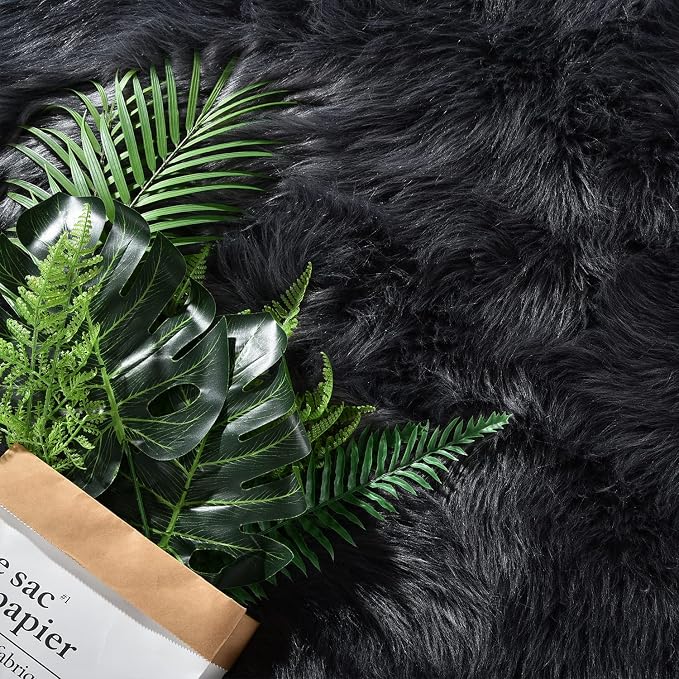 Latepis Dark Grey Round Rug 3ft Faux Fur Circle Rug Fluffy Furry Fuzzy Rug - Image 5