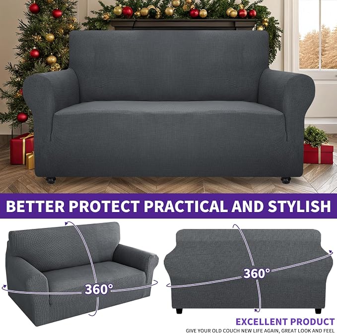 ZNSAYOTX Super Stretch Couch Cover Love Seat Sofa Covers - Image 2