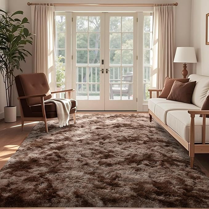 8x10 Ft Extra Large Shag Brown Area Rug by Cuzwlovita