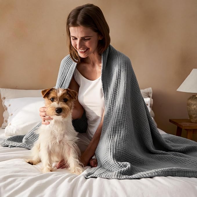 Bedsure 100% Cotton Muslin Throw Blanket Twin XL - Image 8