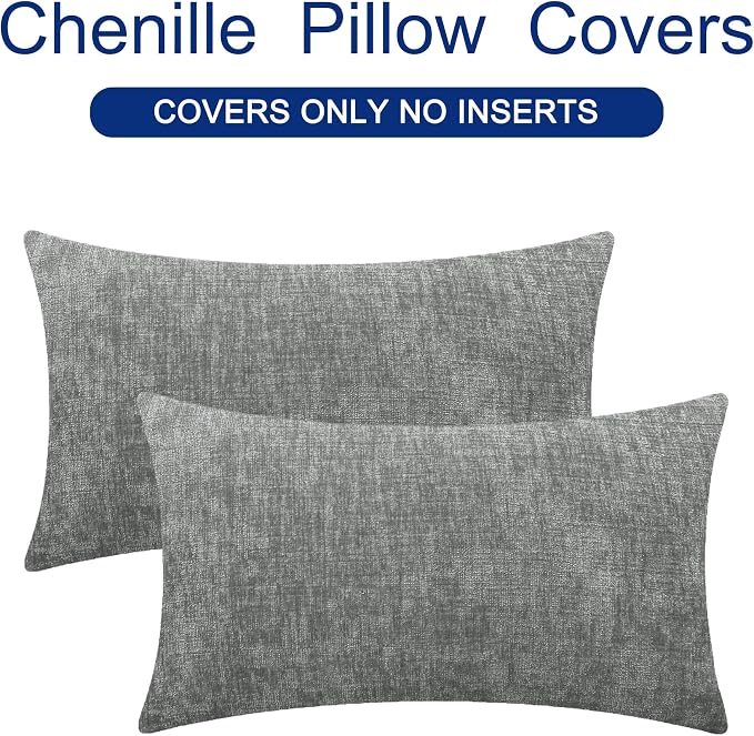 CaliTime Throw Pillow Covers Decorative 12 X 20 Inches Pack of 2 Cozy Chenille - Image 6