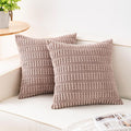 Pack of 2 Corduroy Decorative Throw Pillow Covers 18x18 InchSoft Striped Pillow by Unknown
