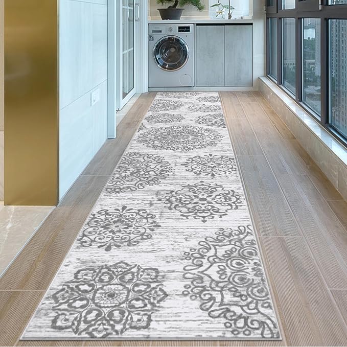 HEBE Hallway Runner Rug 2'8''x14' Washable Vintage Distressed Area Rugs Non - Image 8