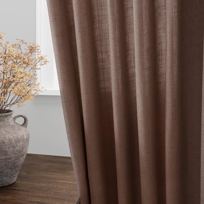 Nanspring Mocha Mousse Curtains 120 Inches Long 2 Panels Set Back Tab Linen - Image 4