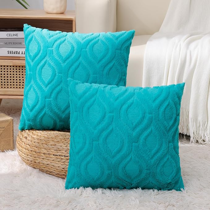 decorUhome Summer Throw Pillow Covers 20x20 Inch Set of 2, Soft Plush Faux Wool - Image 9