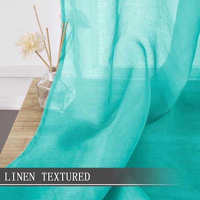 Tollpiz Sheer Curtain Linen Textured Living Room Curtains Sheer Light Filtering - Image 2