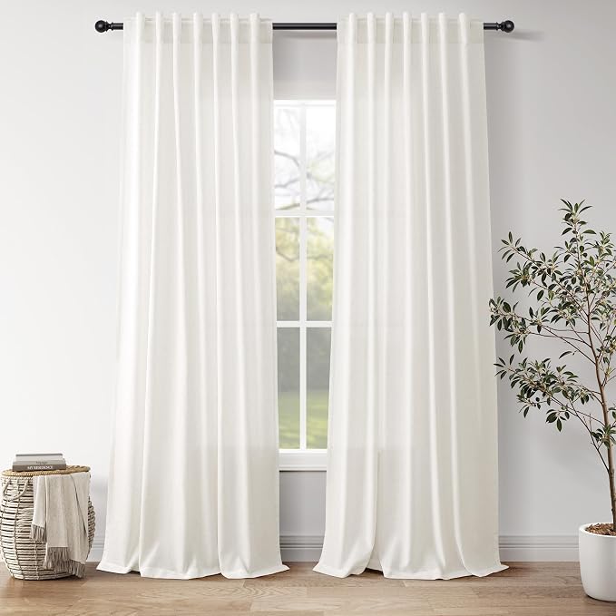 Nanspring Neutral Linen Curtains 102 Inches Long by Nanspring