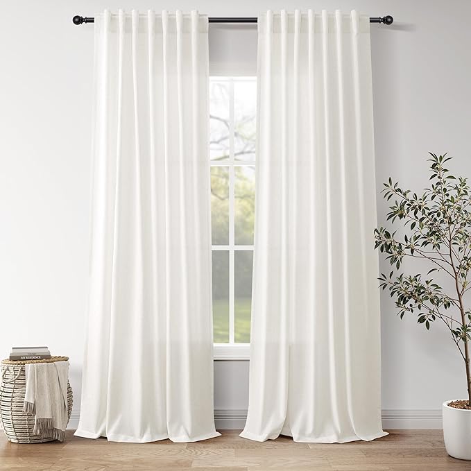 Nanspring Neutral Linen Curtains 96 Inches Long by Nanspring
