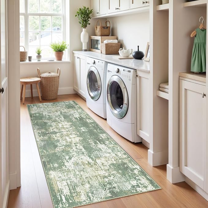 Washable Area Rugs 2'x6' Non-Slip Modern Abstract Soft - Image 2
