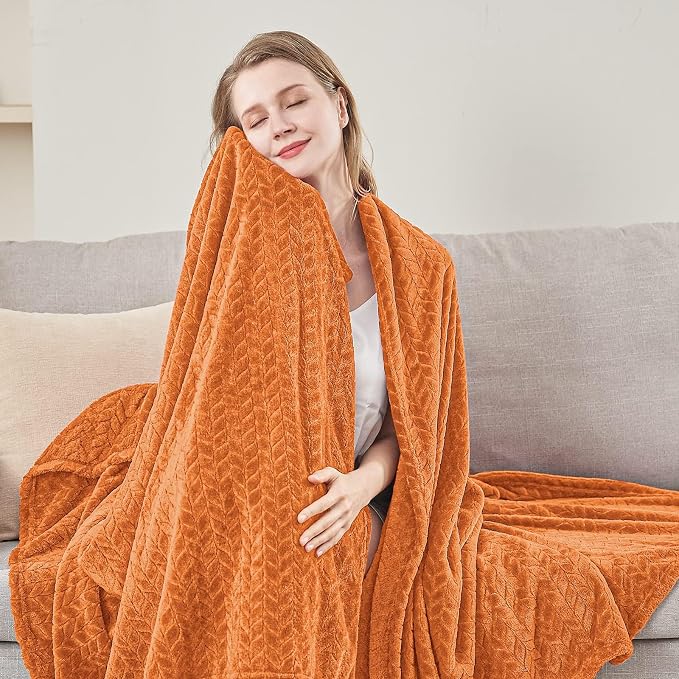 inhand Rust Fleece Twin Blanket, Super Soft Flannel Cozy Blankets - Image 6
