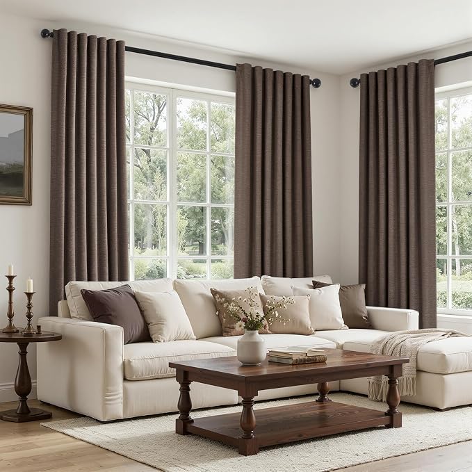 Topfinel 96 Inch Blackout Linen Curtains 2 Panel Set - Image 3