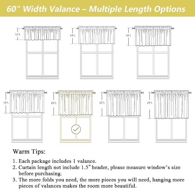 Sage Green Valances for Windows, Light Filtering Faux Linen Textured Small - Image 3