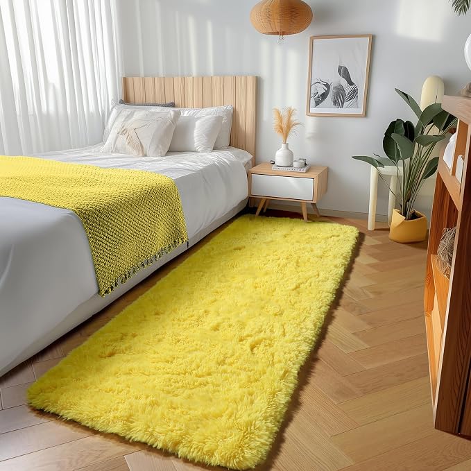 ONASAR Yellow Runner Rugs for Bedroom Living Room, Fluffy 2x6 Bedside Hallway - Image 5