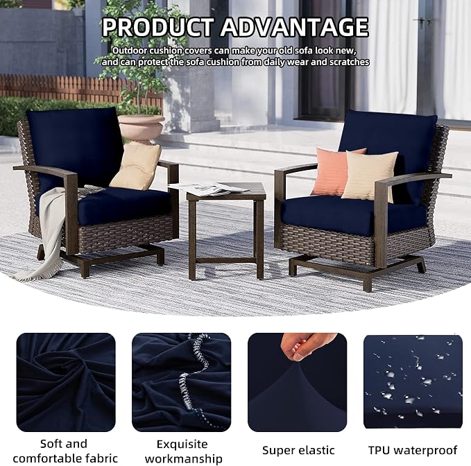 12Pcs Outdoor Cushion Covers, Patio Cushion Covers, Stretch Elastic Slipcovers - Image 3