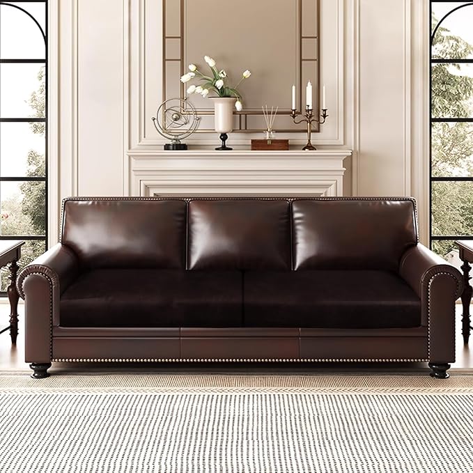 Leather Look Couch Cushion Covers Sofa Seat Slipcovers Sets Couches Furniture - Image 2