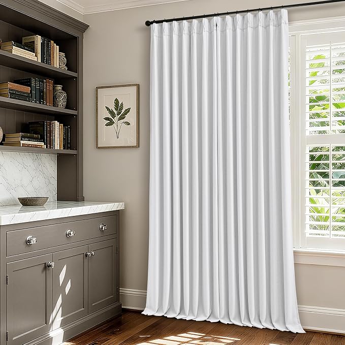 Snow White Pleated Linen 100% Blackout Curtains 96 Inches Long | Pinch Pleat - Image 7
