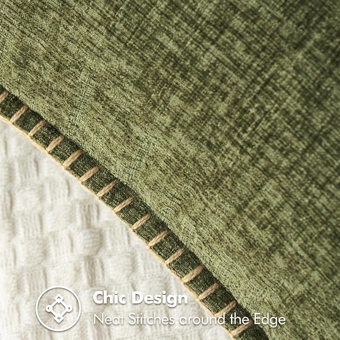 MIULEE Pack of 2 Couch Throw Pillow Covers 18x18 Inch Olive Green Farmhouse - Image 2