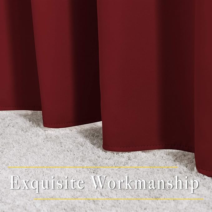 NICETOWN Burgundy Red Blackout Curtains 90 inches Long, Grommet Thermal - Image 6