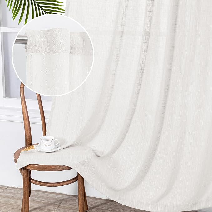 MYSKY HOME Short Curtains for Small Kitchen Windows 45 inches Length, Linen - Image 9